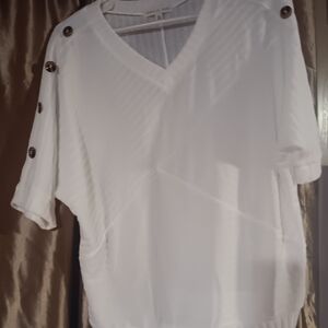 Women's White Button-Detail Top